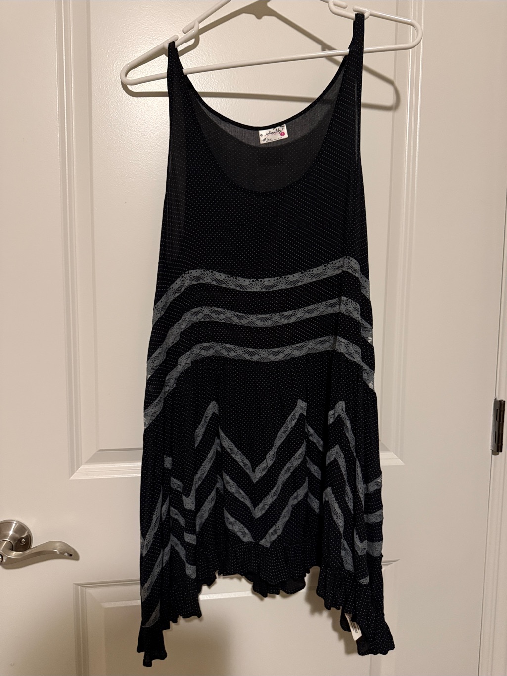 Free People Black Sleeveless Tunic With Subtle Dot Texture